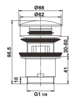 Донный клапан Rose RS01H чёрный